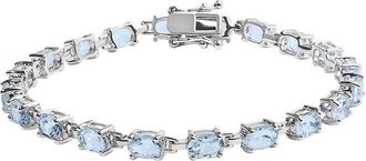 House of Brilliance Haus Of Brilliance Silver 11.00 Ct. Tw. Lab-Grown Topaz Tennis Bracelet
