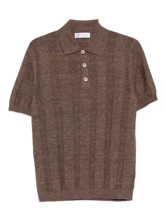 Brunello Cucinelli ribbed polo shirt - Bruin