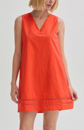 Crescent Lattice Trim Poplin Mini Dress in Burnt Orange at Nordstrom, Size X-Small