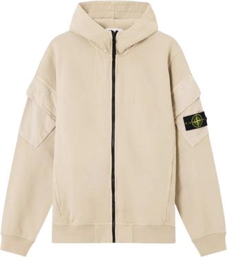 Stone Island Hoodies & sweatvesten, Heren, Beige, 2Xl, Katoen, Brushed Cotton Fleece Hoodie Sweater