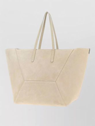 Brunello Cucinelli suede tote bag featuring top handles