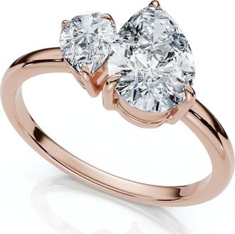 Pompeii3 1 1/4Ct Pear Cut Toi Et Moi Diamond Ring 14k Gold or Pt Lab Grown
