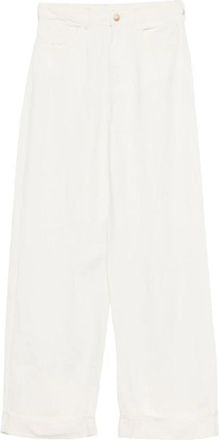 Emporio Armani Linnenmix Wide-Leg Jeans - Dames - Loose Fit Jeans - Beige - W29 - Linnen - Jeans