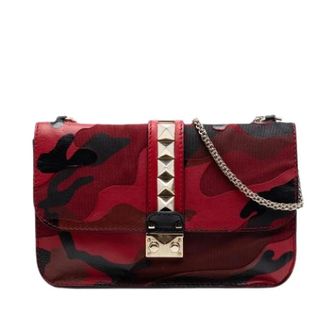 Valentino Pre-owned Cross Body Bags, female, Red, Size: ONE SIZE Pre-owned Glam Lock Crossbody