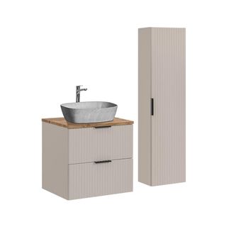 Petits Meubles Set de muebles con lavabo y columna estratificado Beige