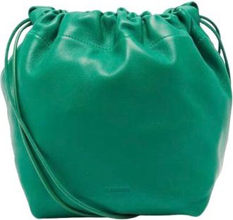 Jil Sander Green Leather Drawstring Bag