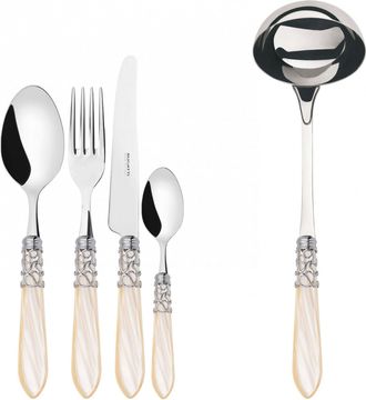 Bugatti Melodia Ghiera Cromata, Posate Set 49 Pz, Scatola Legno Weng&egrave;, Casa Bugatti - Colore: Avorio