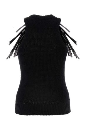 Jil Sander Womens Black Stretch Cotton Top Exterior: Elastane Maglie