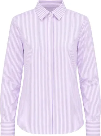 Fay Overhemden, Dames, Paars, S, Leer, Gestreept Shirt