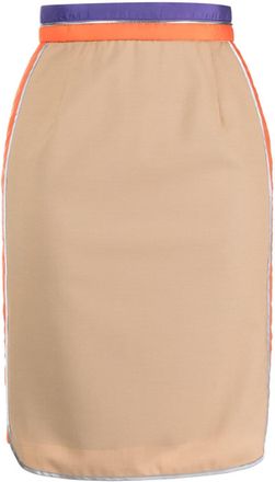 Kolor stripe-waistband knee-length skirt - women - Polyester/Polyurethane/Polyester/Wool - 2 - Brown