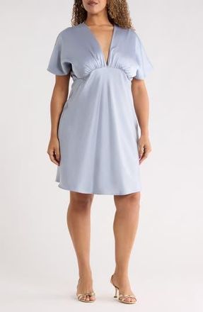 Renee C Deep V-Neck Cocktail Dress in Steel Blue at Nordstrom Rack, Size 2X