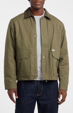 Guess Corduroy Collar Cotton Canvas Jacket in Green at Nordstrom, Size Medium