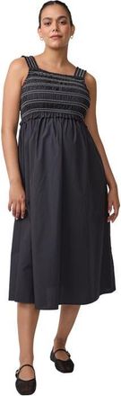 Ingrid & Isabel Square Neck Smocked Maxi Dress in Washed Black at Nordstrom, Size X-Large