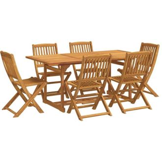 vidaXL Juego Comedor De Jard&iacute;n 7 Pzas Madera Maciza Acacia 180x90x75cm Vidaxl