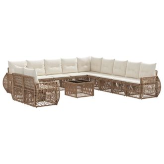 vidaXL Conjunto De Sof&aacute;s De Jard&iacute;n 12 Pcs Beige Y Blanco Crema Vidaxl