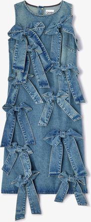 Ganni Blue Light Rigid Denim Dress - Size 34 Organic Cotton