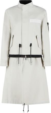 sacai Ecru Multi-Pocket Raised Neck Wool Coat