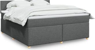 vidaXL Vidaxl - Cama Box Spring Con Colch&oacute;n Tela Gris Oscuro 180x200 Cm