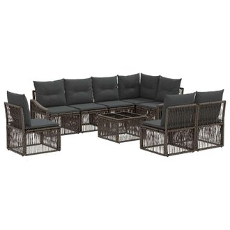 vidaXL Conjunto De Sof&aacute;s De Jard&iacute;n 9 Pcs Gris Rat&aacute;n Sint&eacute;tico Vidaxl
