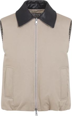 Brunello Cucinelli Katoenen Gewatteerd Omkeerbaar Vest - Heren - Bodywarmers - Beige - 2XS - Katoen - Jassen