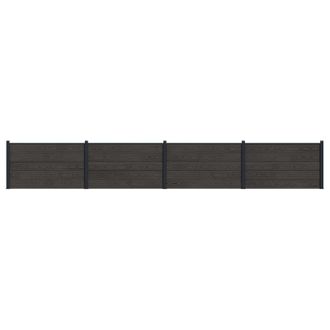 vidaXL Panel De Valla 4 Pcs Wpc Y Aluminio Negro Vidaxl
