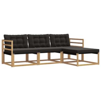 vidaXL Conjunto De Sof&aacute;s De Exterior Con Coj&iacute;n 4 Pcs Blanco Y Negro Vidaxl