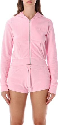 Sporty & Rich Hoodie Velour Crystal Zip-Up Hoodie