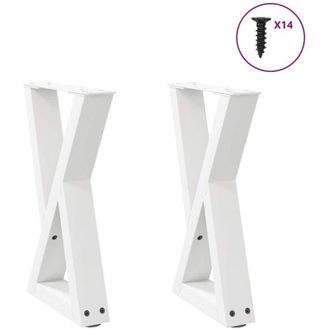 vidaXL Vidaxl - Patas Para Mesa De Centro (2 Unidades), Color Blanco, 38 X (42-43,3) Cm, Acero