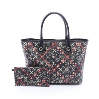 Chanel Black Multi-Color Coated Canvas Leather Handbag Pouch Tote Bag (Pre-Owned)