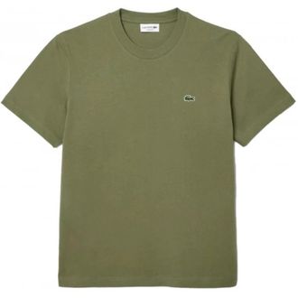 Lacoste T-Shirts, male, Green, Size: 2XL Cotton T-shirt