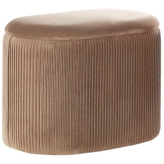 Beliani Puf De Terciopelo Beige Almacenaje Reposapi&eacute;s Glamour Sala De Estar Dormitorio Richland