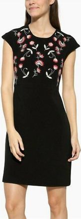Desigual Floral Embroidered Sheath Dress In Black