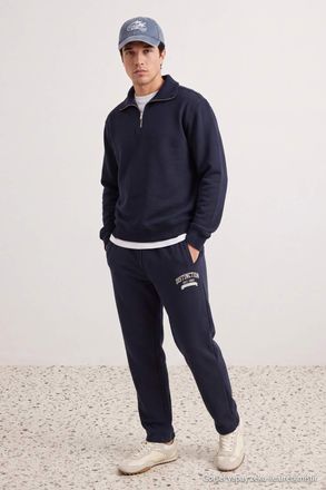 Trendyol MAN Heren Grijs Met slogan Normale taille Joggingbroeken