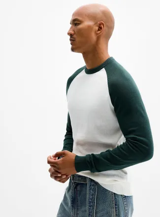 Le 31 Mens Colourblock raglan sweater