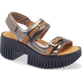 4CCCCees Plia Kiko Platform Slingback Sandal in Gun Metal at Nordstrom, Size 7.5Us