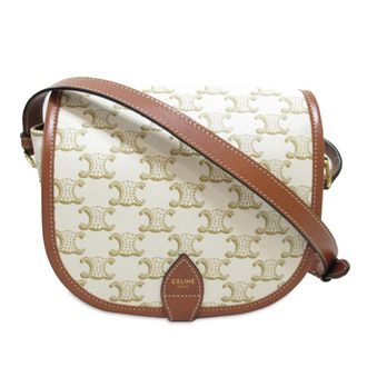 Celine Pre-owned Celine Medium Triomphe Coated Canvas Folco Crossbody CEH56LB3578JH2UA