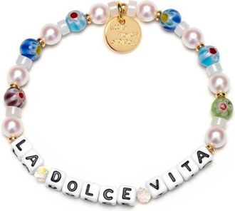 Little Words Project La Dolce Vita Beaded Stretch Bracelet in White at Nordstrom, Size Small