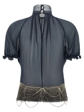 The Attico Beaded Embroidery Blouse - Black