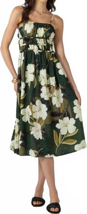 Dex Clothing Palm Blossom Midi Dress In Green