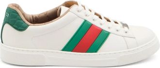 Gucci Witte Veterschoenen met Handtekeningdetail - Heren - Sneakers - Veelkleurig - 41 EU - Schoenen