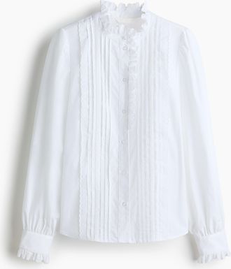 H&M Baumwollbluse mit Biesenfalten - White