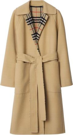 Burberry Check wool reversible coat - women - Wool/Viscose - 8 - Neutrals