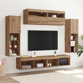 vidaXL Vidaxl - Conjunto De Mueble Para Tv De Pared 6 Pcs Roble Artisan