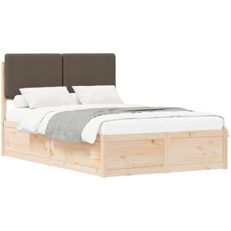 vidaXL Bed Frame with Upholstered Headboard Taupe 120 x 200 cm vidaXL
