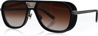 Matsuda Matte Gold Zonnebril met Bruine Gradi&euml;nt - Heren - Zonnebrillen - Zwart - 55 MM - Accessoires