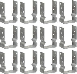 vidaXL Anclajes Para Vallas, 12 Unidades, Color Plata, 10x6x15 Cm, Acero Galvanizado Vidaxl