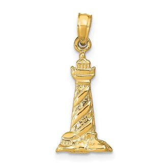 Diamond2Deal 14k Yellow Gold 3-D St. Augustine Lighthouse Pendant