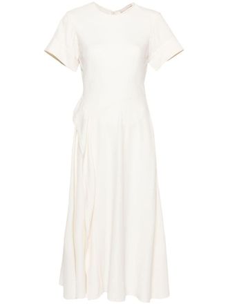 Ulla Johnson ruffle-detail round-neck midi dress - women - Viscose - 8 - Neutrals
