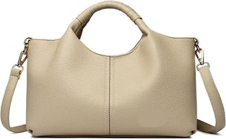 Generic Soft Leather Womens Handbag Tote Bag Fashion Women Shoulder Trendy Female Commute Crossbody Bags Wallet(Apricot)