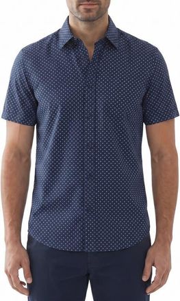 Report Collection Geometric Print Performance Short Sleeve Shirt in 41 Navy at Nordstrom, Size X-Large